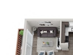 3D One-Bedroom Apartment Floor Plan 3D One-Bedroom Apartment Floor Plan at Westmont Village, Westmont, Illinois
